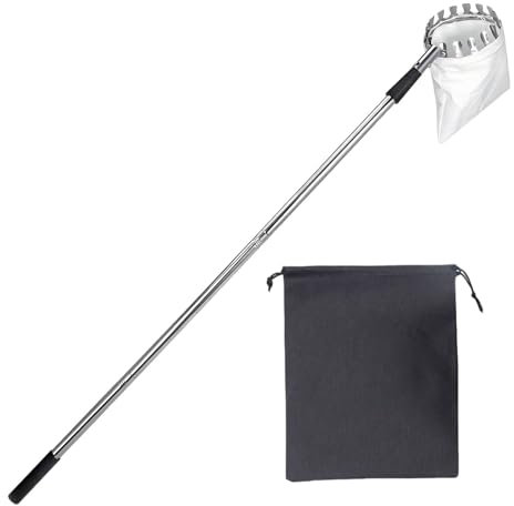 Telescopic Fruit Picker - Long Range Tree Picker, Expandable Harvesting Tool | Robust Metal Rod with Fabric Bag for Citrus Mango Acorn Pear Collection, Adjustable Grabber for Agriculture