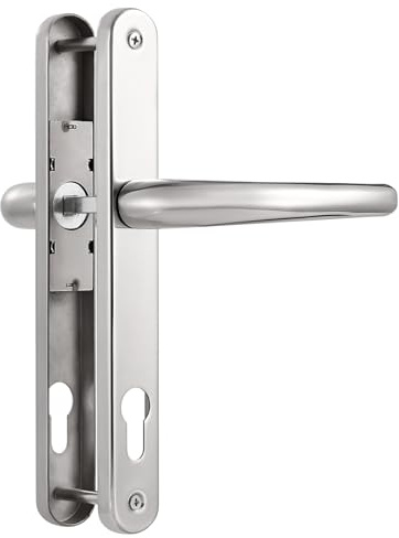 SORWDUERM Polished Chorme Door Handles Set 92mm PZ Centres 210mm Screw Hole Distance 240mm Backplate Length Replacement Door Lever for UPVC Composite Timber Door Stainless Steels