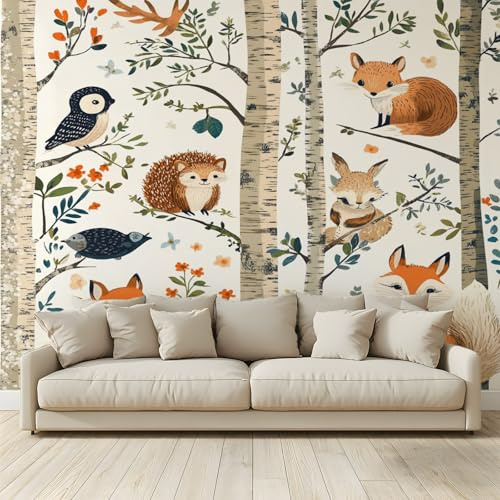 MKBKLI Carta da Parati Fotografica Animali volpi conigli ricci - Design per Pareti Camera - Fotomurale Tessuto Non Tessuto 400 x 280 cm - Colla Non Inclusa A117