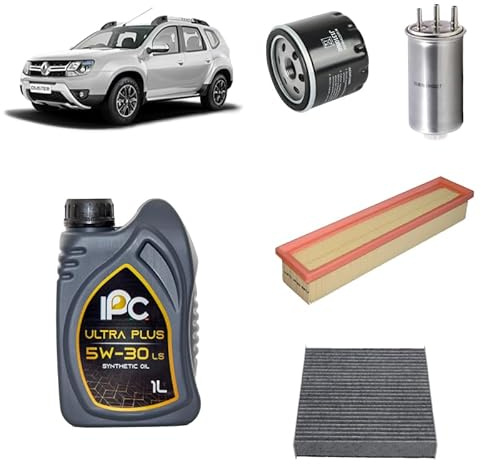 Kit tagliando 4 filtri + 5L olio 5W-30 IPC LS compatibile con Dacia duster hs 1.5 DCI Gasolio 2010-2018