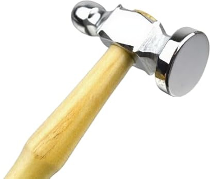 Jewellery Chasing Hammer with 25mm Flat Face, Wooden Handle, Silversmith Repousse Hobby Tool