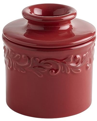 Butter Bell - The Original Butter Bell Crock by L Tremain, a Countertop French Ceramic Butter Dish Keeper for Spreadable Butter, Antique Collection, Rouge Red