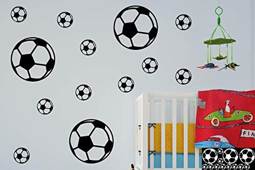kleb-Drauf | 13 Fußbälle | Rot - matt | Wandtattoo Wandaufkleber Wandsticker Aufkleber Sticker | Wohnzimmer Schlafzimmer Kinderzimmer Küche Bad | Deko Wände Glas Fenster Tür Fliese