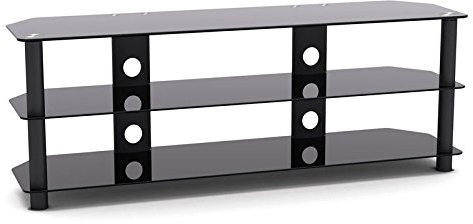 G-VO 3 Shelf Black Glass TV Stand for Sharp 43 LC43CFE6131 LED Full HD Smart TV