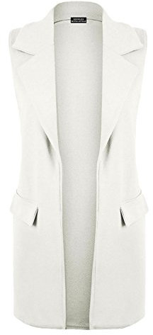New Ladies Womens Sleeveless Long Waistcoat Open Front Stylish Crepe Pocket Jacket Coat PLUS SIZE