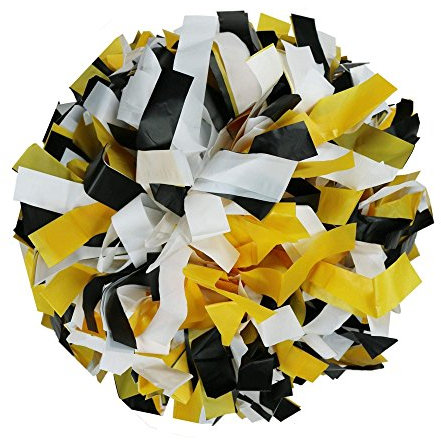 Danzcue 1 Paar Cheerleading-Pompons aus Metall mit Tang-Griff Schwarz/Gold/Weiß