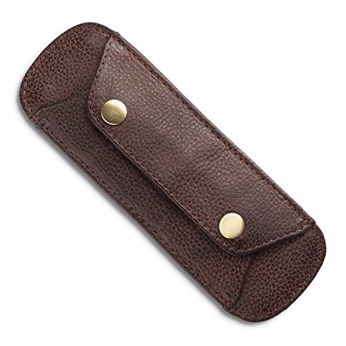 LEABAGS Leder Schulterpolster 18 x 6 cm I Taschen Anti-Rutsch Rutsch-Stopp Funktion I Echtleder Gurtpolster mit Druckknöpfen I Schultergurt Polster I Schulterriemen Polster I Walnut