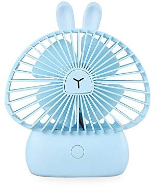 TONGSH Ventilador de escritorio USB de dibujos animados con luces multicolores, Mini ventilador de mano alimentado por batería, Pequeño ventilador eléctrico silencioso portátil para niñas, Gadgets gen