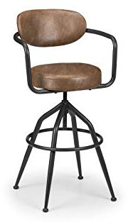 Julian Bowen Barbican Barstool, Black/Brown, Height: 100, Width: 55, Depth: 51cm