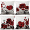 Wilproo Kissenbezüge mit Frühlingsblumen, schwarz-rote Mohnblumen, 45,7 x 45,7 cm, für Sommer, Outdoor, dekorativ, stabil, Leinen, quadratisch, für Couch, Sofa, Wohnzimmer, Schlafzimmer,