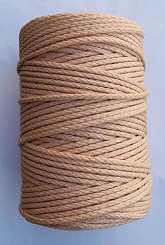 Makrameegarn Makramee Baumwollgarn Bastelgarn APRICOT 200 Meter 4 mm - geflochten