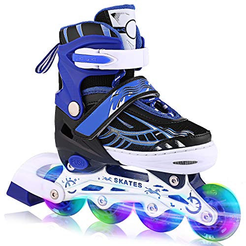 Weskate Verstellbare Inlineskates für Kinder und Erwachsene, Damen, voll beleuchtete Kufen, Rollschuhe für Jungen und Mädchen, für den Innen- und Außenbereich
