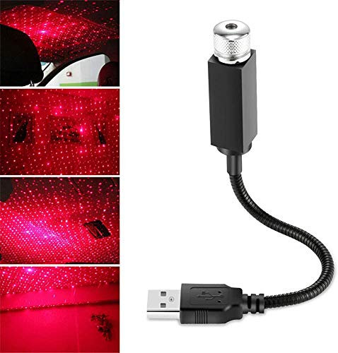 aoixbcuroc Autodach-Sternen-Nachtlicht, USB-Sternen-Lichter, romantisches Projektor-Nachtlicht, tragbare Deko-Nachtlampe für Auto, Schlafzimmer, Party, Decke, Wand