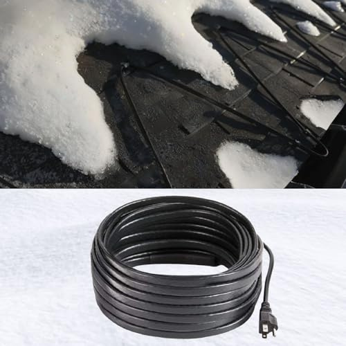 RUITN Cavo termico per tetto, nastro termico per tetto e grondaie, cavo riscaldante autoregolante per prevenire dighe di ghiaccio, sistema di fusione della neve sul tetto, 8 W/ft, 20 m
