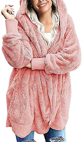 ORANDESIGNE Cardigan Donna Invernale Cappotti Casuale Capispalla Sciolto Cappotto Donna Invernale Caldo Spessa Parka Cardigan Maglione Giacca Donna Rosa XXL