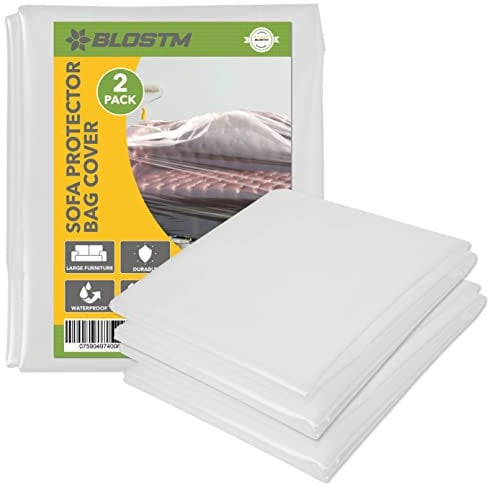 BLOSTM 2 Housses de Protection pour Canapé - 2 Sacs De Rangement pour Canapé, Housses Anti-Poussière Extra-Épaisses pour Meubles, Housses en Plastique Imperméables Durables 600g - 300cm x 137cm