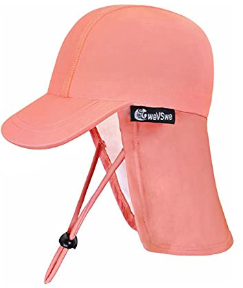 weVSwe Sombrero para El Sol para Bebé UPF 50+ Correas Ajustables Suaves Gorra con Solapa Protección Solar Sombrero De Playa Gorra De Verano para Todo El Día Naranja 0-6 Meses