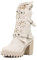 QUEEN HELENA Stivali con Tacco Traforati con Fibbia Zip Laterale Stivaletti Estivi con Plateau Borchiati Donna X24-42 (X24-42 Beige, numeric_39)