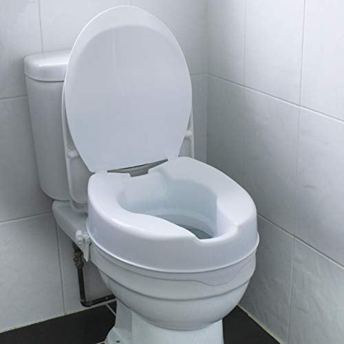 Coopers of Stortford - Raised Comfort Toilet Seat with Lid - 10cm Height Increase, Universal Fit, Easy to Install, Hygienic White Plastic