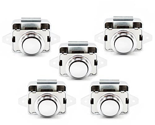Hotiko Push Lock Button Latch Door Verriegelung Wohnmobil Möbelschloss für RV Camping Schrank Schublade Caravan Van Motorhome Yacht Ship Boat (Zinklegierung & ABS)-Silber-5 Stück