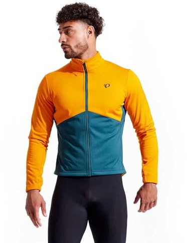 PEARL IZUMI M Quest Amfib Jacket Colorblock-Orange - Warme winddichte Herren Softshell Fahrradjacke, Größe M - Farbe Sun