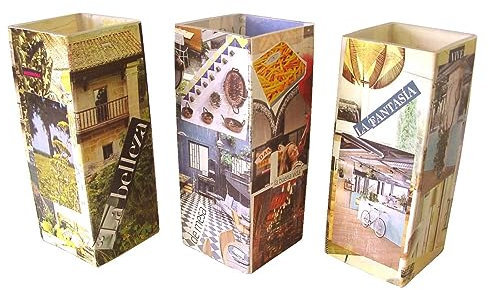 Jarron FLORERO Cristal Cuadrado Grande Recortes Papel Fotos DECOPAUGE Variado (EL Precio ES para 1 Unidad. Enviar Mensaje ESPECIFICANDO CUAL Desea Escoger, SI NO ES Posible)