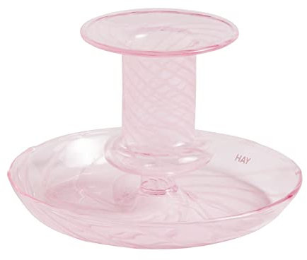 Hay Flare Kerzenständer aus Borosilikatglas in der Farbe Pink, Maße: 11cm x 11cm x 7,5cm, 541218
