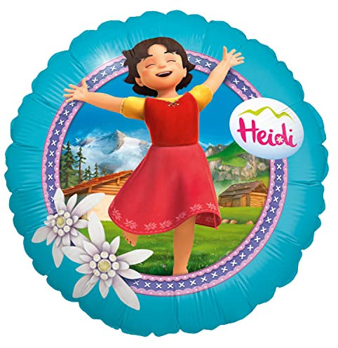 Party Factory `Heidi´ Folienballon, Ø45cm, blau, Heidi in den Alpen, Heliumballon zum Kindergeburtstag