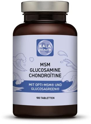 Kala Health – 180 Tabletten OptiMSM (Methylsulfonylmethan), GlucosaGreen (Glucosamin), ChondroPure (Chondroitin) und Ester-C (vitamin C), frei von Magnesiumstearat und Siliciumdioxid