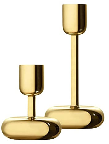 Iittala Nappula Kerzenhalter aus Messing hergestellt, 2er-Set, Maße: 8,9 x 18,3 cm, 1063110