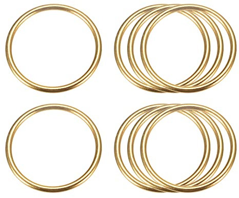 sourcing map Metall O Ringe, 8stk. 40mm (1.57) ID 3mm Stärke Mehrzweck Nicht-geschweißt O-Ring Schnalle für Handwerksgürtel Geldbeutel Tasche Hardware Herstellen, Gold Ton