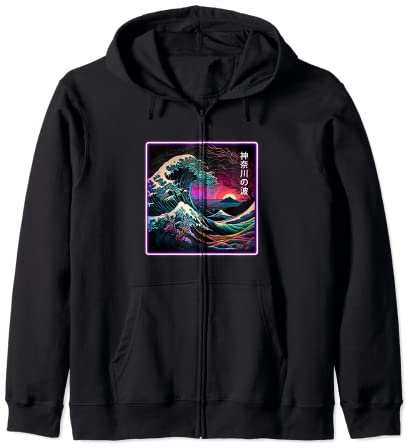 Ästhetisches Kunstwerk von Great Wave Kanagawa Vaporwave Kapuzenjacke