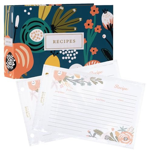 Jot & Mark Rezept-Organizer, Mini-Ordner-Set, 21,6 x 14,6 cm (Gartenblumen)