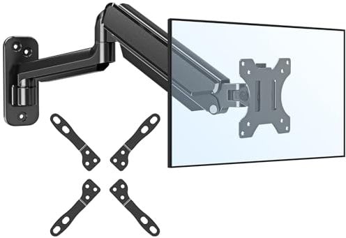 ELIVED Monitor Wall Mount for Most Max 35 inch Screens, Gas Spring Single Monitor Arm with VESA Extension Kit for VESA 75x75, 100x100, 100x200, 200x100, 200x200, Support 3-12KG Display EV6023