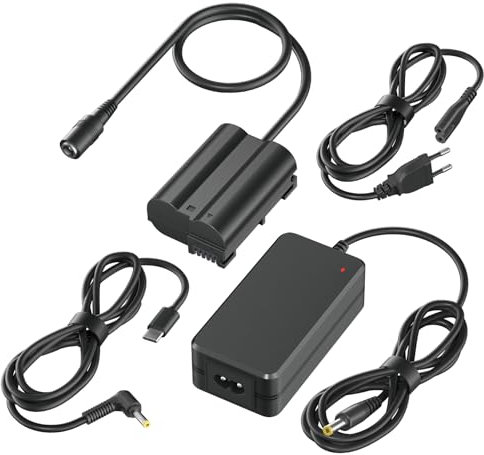 Mspalocell ENEL15 Kit Batterie factice, Adaptateur d'alimentation CA avec connecteur Batterie pour Nikon D7500,D7000,D7200,D7100,D780,D750,D610,D600,D500,D810,D810A,D800E,D850,D800,Z5,Z6,Z7,Z6II,Z7II