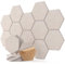 Lot de 12 panneaux acoustiques hexagonaux auto-adhésifs, mur insonorisant haute densité pour décoration murale et traitement acoustique, panneaux insonorisants beige clair 30 × 26 × 0,9 cm