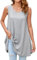 Enmain Graue Tank Tops Damen Sommer Ärmellose Tunika Top Lang Große Größen Longbluse Longshirt Lässig für Leggings Oberteile Bluse Locker XL