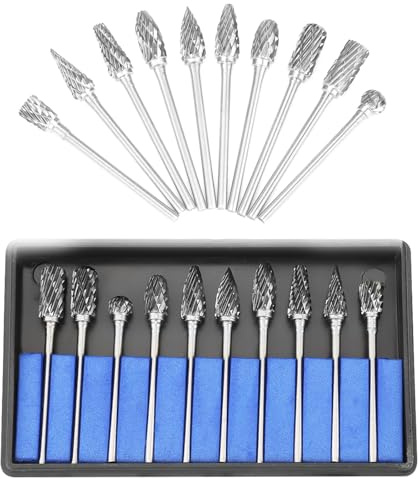 10 Stücke Schaft Fräser Schleifwerkzeuge,Holzfräser für Bohrmaschine,Stabschleifer-Bit,Wolframkarbid Rotationsfeilen,Hartmetall-Bohrer-Set für Gusseisen,Gussstahl und Lagerstahl（3 * 6mm）