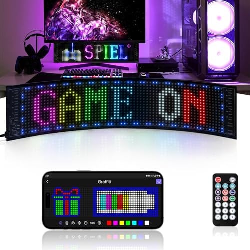XAXVSTS Panneau Affichage LED | 47,5 X 12 cm | Plaque LED Lumineux Message Voiture USB 5V | Personnalisable,Flexible,Programmable Display App Bluetooth & télécommande | Camion, Magasin,publicitaire