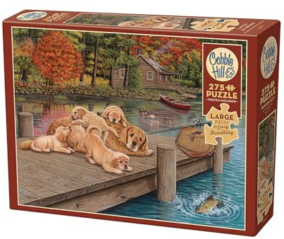 Cobble Hill 3848020 Golden Retriever am Steg, 275 Teile Puzzle, Kinderpuzzle mit großen Teilen inkl. Puzzleposter, für Kinder ab 9 Jahren, Hundepuzzle, Hunde