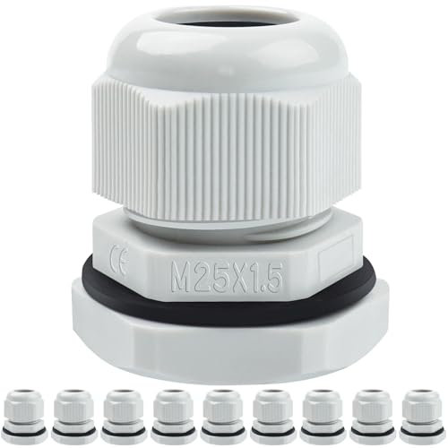 Caianwin IP68 - Set di 10 passacavi per cavi M25, impermeabile, per scatola di derivazione, scatola di distribuzione, scatola dei fusibili, scatola di distribuzione