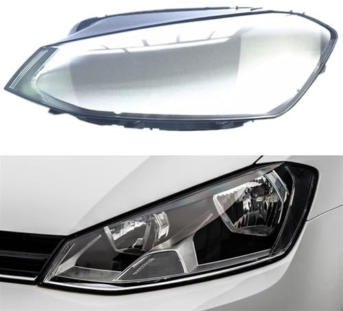 MINIKS Auto Scheinwerfer Abdeckung für VW Golf 7 2013 2014 2015 2016, Auto Scheinwerferglasabdeckung Frontscheinwerfer Linsenabdeckung Auto Lichtscheibe Scheinwerferabdeckung, A/Right