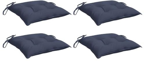 vidaXL Lot de 4 Coussins de Chaise, Coussin de Siège, Coussin de Meuble de Jardin Terrasse Extérieur Intérieur, Bleu Marine Tissu Oxford