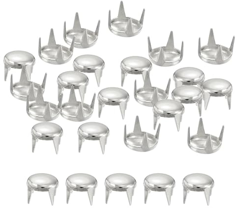 sourcing map 160Pcs Silver Round Dome Rivets, 7mm Brass Spike Studs Spots Punk Rock Nailheads Claw Beads for DIY Clothes Belt Bag Shoes Bracelet Leather Craft