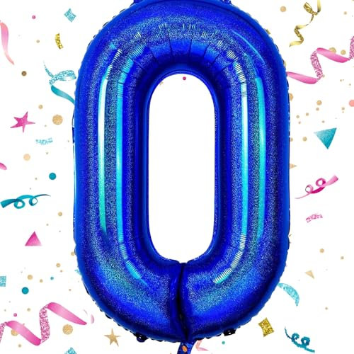 40 pouces Ballon Chiffre 0, VUCDXOP Bleu marine Ballon Chiffre Numéro 0, 0 Number Ballon Age Gonflable Anniversaire, hélium ballon chiffre 0,ballons de numéro, décoration de mariage