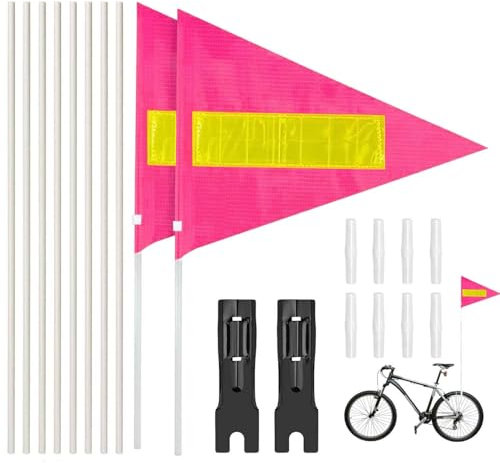 Reflektierende Fahrradflagge,150 cm Fahrrad Wimpel,2-Set Fahrrad Fähnchen,Verstellbare Kinderfahrradfahne,Roller Fahrrad Wimpel Fahne,Street Buddy Fahne,Kinderfahrrad Sicherheitswimpel