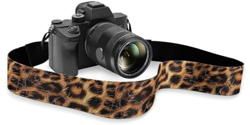 Pzuqiu Leopard Print Camera Strap Universal Shoulder Neck Sling Belt for All DSLR/SLR Cameras Adjustable Strap with Quick Release Buckles for Adults & Kids