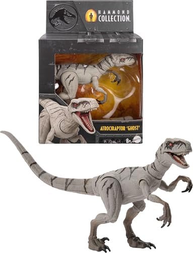 Mattel Jurassic World Hammond Collection Figurine de Dinosaure, fantôme atrocirapteur, Design de Film Haut de Gamme avec Yeux en Verre et Articulation à 14 Points
