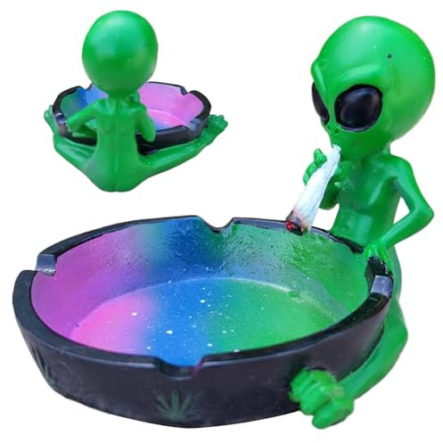 Ash Tray, 4.9inch Funny Green Alien Ashtray for Weed, Fantasy Alien Ash Trays Indoor Weed for Home Office Ornament