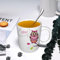 YOIUE Tasse aus Keramik - Große 11oz Tassen 330ml Kaffeetassen mit Henkel, 100% Handbemalt - Trinkgläser mit Griff - Weiß,Süße Eule.